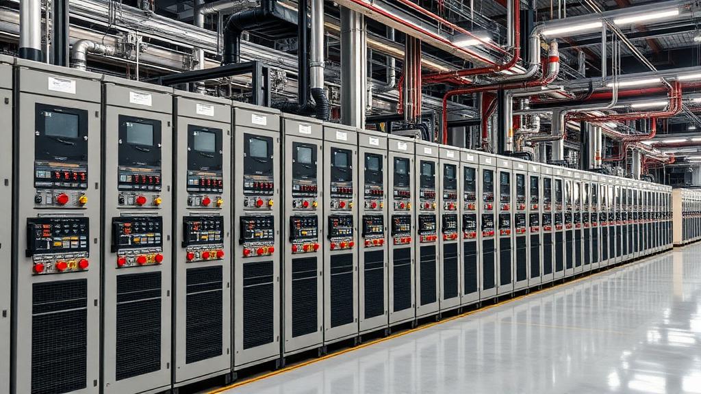 Ligne de production industrielle avec armoires électriques