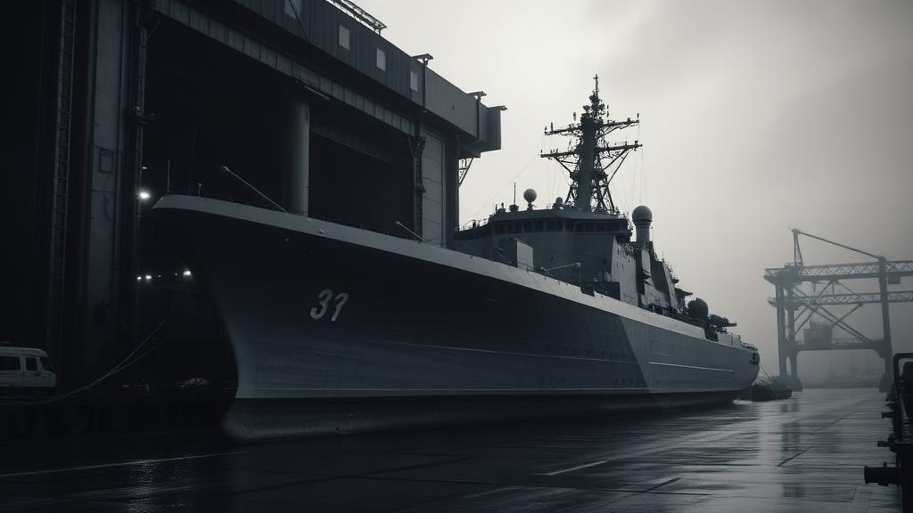Navire militaire en cale sèche